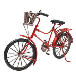 复古金属工艺品圣诞礼物自行车模型手工工艺品家居装饰自行车模型仿古带篮子