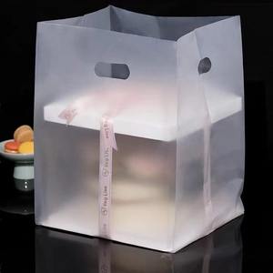Custom Transparant Frosted Poly Plastic Boodschappentassen Brood Pack Ldpe <span class=keywords><strong>Bag</strong></span> Gestanst Plastic Afhaalzak Met Handvat - Product Image 6