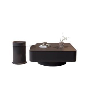 High-end Light Luxury Italian Style Square Coffee <strong>Table</strong> with Storage for <strong>Small</strong> Spaces Modern Living Room <strong>Black</strong> - Product Image 5