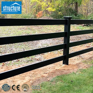 Personnalisé Bétail PVC Plastique Jardin Clôture Panneau Poteau Noir Bovins Vache Mouton Cheval 3 Rails 2m <span class=keywords><strong>Bois</strong></span> Nature Pas Cher Sécurité <span class=keywords><strong>Sol</strong></span> - Product Image 2