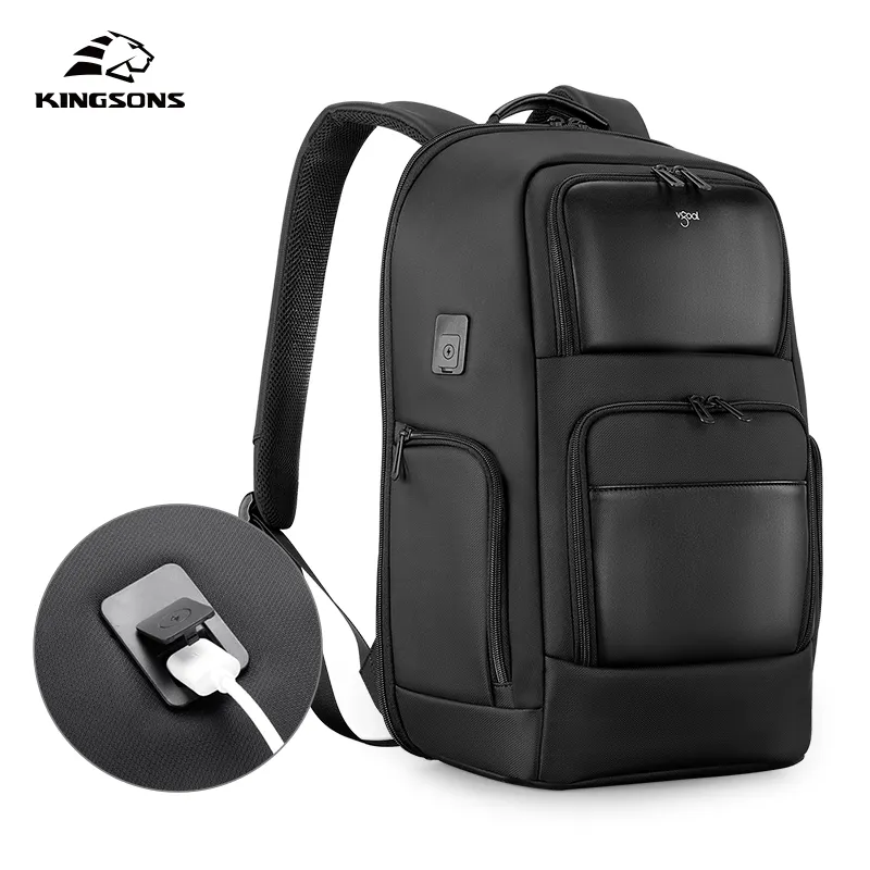 Men's backpack silk screen logo computer backpack water repellent with microfiber feature USB outlet smart bagpack packs
