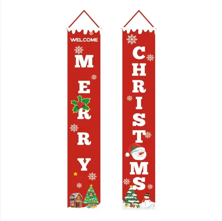 Merry Bright Christmas Banner decorazioni di capodanno Outdoor Indoor Welcome Christmas portico Sign per la festa dell'appartamento della porta di casa