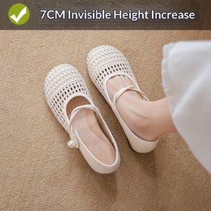 <span class=keywords><strong>Sandales</strong></span> <span class=keywords><strong>d</strong></span>'été respirantes en cuir tressé ajouré pour femmes, style Little Mary Jane, avec semelle intérieure rehaussante et film de protection double couche - Product Image 3