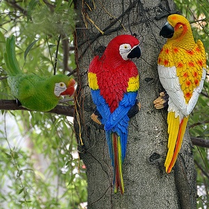 Arbre mural suspendu en résine, 10 pièces, décoration d'intérieur, oiseau, Sculpture, amoureux naturels, collection d'oiseaux tropicaux - Product Image 3