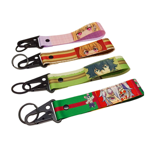 Custom Short Wrist Key <b>Polyester</b> <b>Lanyard</b> with Anime Character Print & Tactical Eagle Beak Clip - Product Image 1
