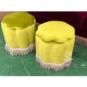 Silla Cilíndrica de Terciopelo Verde Claro de Diseño para Múltiples Escenarios, Silla Simple para Sala de Estar de Hotel o Villa, Muebles para Sala de Estar - Product Image 4