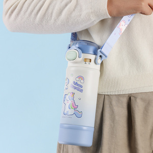 PINKAH - Botella de Agua con Pajita para Niños, Diseño de Animales, 600 ml, Antiderrames, Doble Pared, Acero Inoxidable, Libre de BPA, para la Escuela - Product Image 5