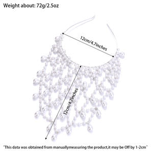 Tocado de Malla Hueca <span class=keywords><strong>con</strong></span> Colgante, Diadema de Perlas para Mujer, Accesorio para el Cabello de Moda Bohemia Vintage - Product Image 6