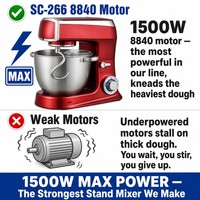 Batteur sur socle électrique 8,5 L 10 litres 1500 W, mélangeur à pâte robuste avec écran LED, 6 vitesses, fonction pulse, bol en acier inoxydable, pour maison, hôtel, OEM
