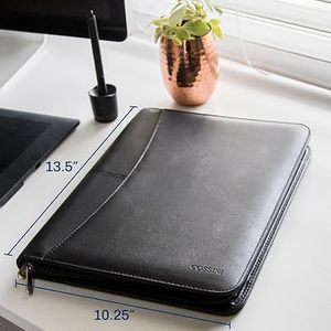 High-end Business <b>Briefcase</b> with Zipper Padfolio Excellent Business Impression Starts with PU Artificial <b>Leather</b> - Product Image 4