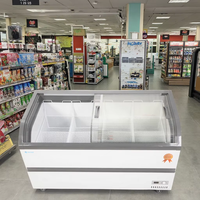 Congélateur horizontal combiné pour supermarché, alimentation électrique, équipement de réfrigération à 2 portes, refroidissement par ventilateur, manuel direct