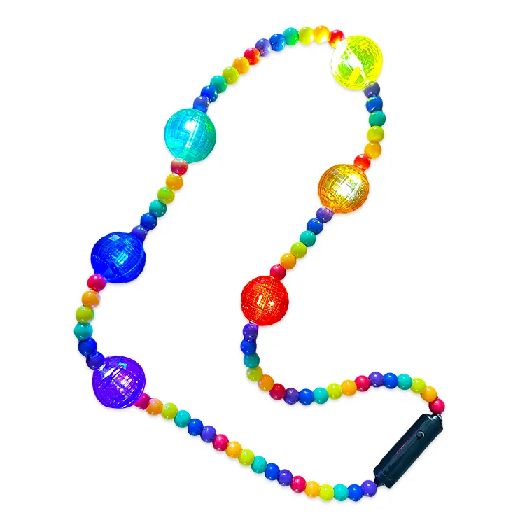 Piscando Led Light Up Colar Rainbow Beads Colar Grânulos De Alto Brilho Luz para Fontes Do Partido