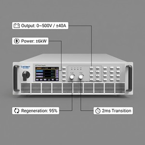 Alimentation bidirectionnelle 500V 40A 6kW 3U pour montage en rack PBS 2500-40L, chargeur embarqué (OBC) pour simulation de batterie photovoltaïque (PV) - Product Image 6