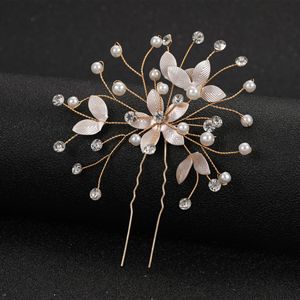Europe and America Cross Border Flower Spray Paint Spot Drill U-Shaped <strong>Hair</strong> <strong>Pin</strong> <strong>Wedding</strong> Bridal Accessories - Product Image 1