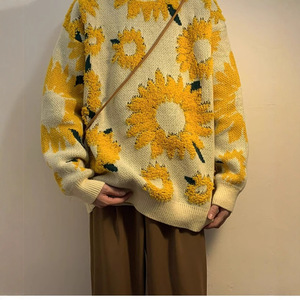 <span class=keywords><strong>Pull</strong></span> tricoté en peluche motif floral Tournesol Cerf pour <span class=keywords><strong>Homme</strong></span> et Femme, Automne Hiver, Style Rétro Ample et Décontracté, Tendance, Chaud, Marque - Product Image 3