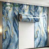 Panneau mural en marbre bleu océan, autocollant 3D auto-adhésif imperméable en PET PVC pour salon, chambre à coucher, intérieur