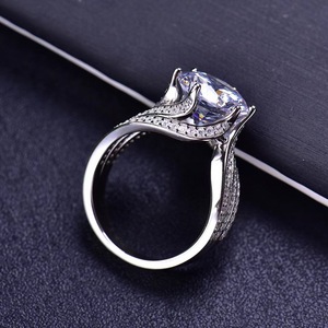 Moissanite <b>Ring</b> 3 Carat Round <b>Garnet</b> Red Pave Setting Engagement Women's Jewelry - Product Image 3