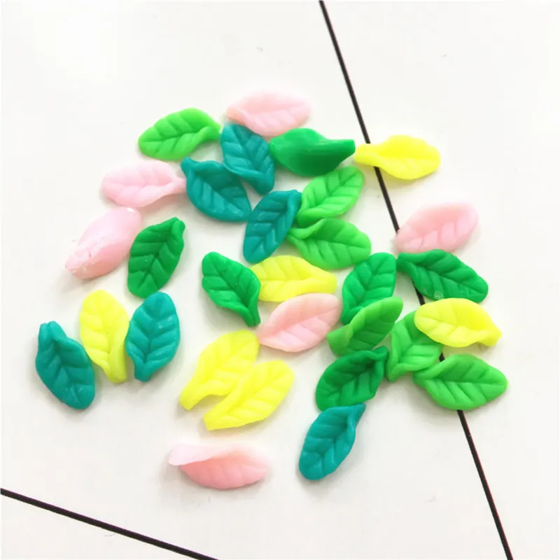 10pcs/bag Adorable Mini Leaf Polymer Clay Ornament Slime Jewelry Earrings Accessory Diy Decorative Charms Polymer Clay Crsfts