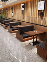 Ensemble de salle à manger commercial moderne en bois massif avec banquette, table et chaises pour restaurant, café, hôtel, centre commercial, bistrot, restauration