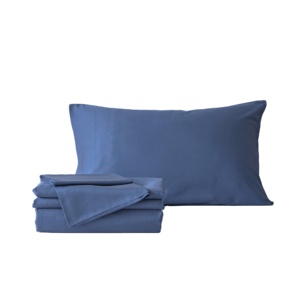 Queen Size Luxury Pure <strong>Navy</strong> Blue Bamboo Bed Sheet <strong>Set</strong> <strong>Duvet</strong> Cover <strong>Sets</strong> for Bedding - Product Image 1