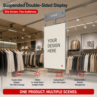 Affichage numérique double face suspendu, OEM ODM, logo personnalisé, MOQ 1 unité, 43 pouces