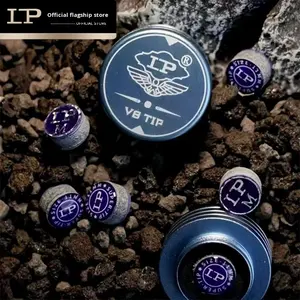 V8カスタムロゴ入り耐久性のあるレザーチップビリヤードキューアクセサリー-シングルレイヤー小型スヌーカースペシャルチップ14mm/10mm 1/2ロッドボックス - Product Image 1