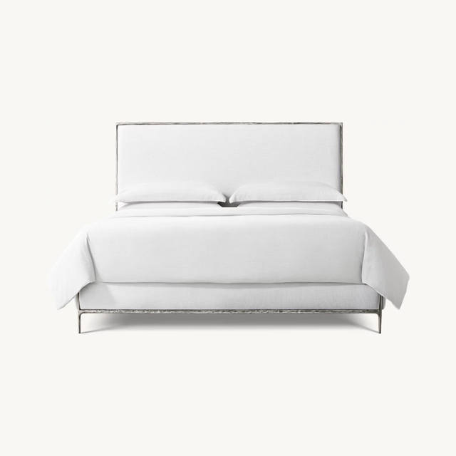 Morden Hand Forged Brass THADDEUS FABRIC PANEL BED king Size Bed Frame Bedroom Furniture