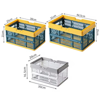 Paniers de rangement rectangulaires en PP de qualité alimentaire, pliables, durables, écologiques, avec poignées, ventilés, empilables, en plastique, pour la maison