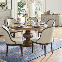 Table de salle à manger ronde en bois massif de chêne, taille personnalisable, meubles de salon