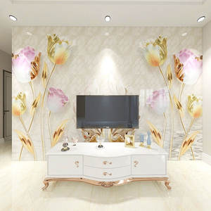 3D Bijoux Fleur Tv Fond Mur Papier Peint Moderne Minimaliste Mural Film Et Télévision Papier Peint Revêtement Mural Personnalisation - Product Image 1