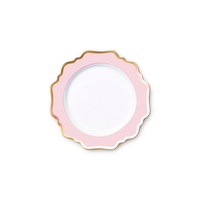 Assiette de service en porcelaine de luxe de style moderne avec bord doré, peinte à la main, écologique, en porcelaine fine, pour les mariages et les restaurants