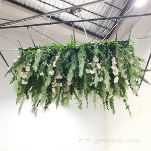 Flowers Artificial Decoration GNW High Quality Artificial Green Plants Hanging Ceiling Party Stage Flower Decoration