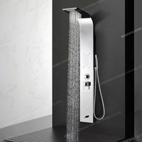 Système de tour de douche en acier inoxydable avec support de plancher Chute d'eau chromée et jets de massage Wal avec corps Ensemble de douche chromé