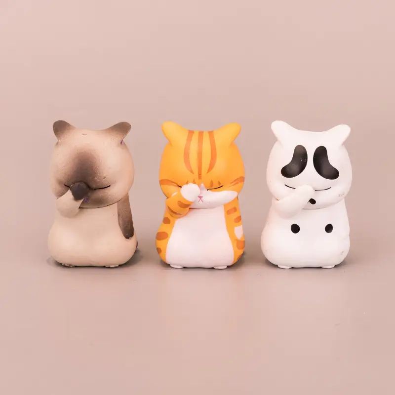 Diskon Besar 3 Tokoh Kucing Penutup Wajah Kartun Lucu Anime Sekeliling Kitten Gashapon Mainan Boneka Dekorasi Kue Lanskap Mikro