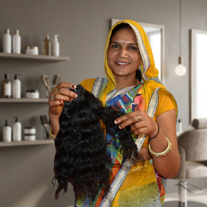 Extensiones de Cabello Humano Natural Virgen de Templo Indio al por Mayor, Doble Trama, Sin Cutícula Alineada, Estilo Ondulado Natural - Product Image 1