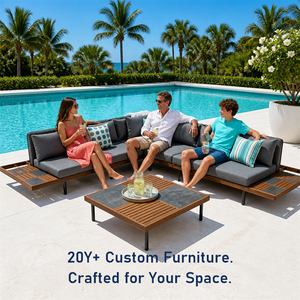 Conjunto de Muebles de Jardín en Forma de L, Resistentes a la Intemperie, de Tela, para Sala de Estar y Patio, Estilo Italiano Minimalista Modular - Product Image 1