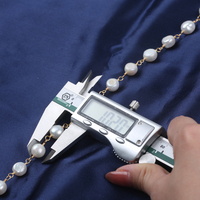 Vente en gros nouveauté 10-11mm bouton forme or ou argent plaqué collier à faire soi-même perle d'eau douce laiton chapelet chaîne