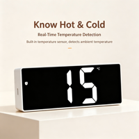 Nouvelle Horloge Réveil Numérique LED Intelligente à Projection Miroir Grand Écran, Connectée, avec Mémoire de Heure et Calendrier Réglable