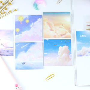 Blocco note adesivo con acquerelli di nuvole e cielo, stile estetico personalizzato, carino e kawaii, per scuola, ufficio e agenda. - Product Image 5