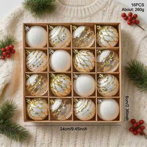Oferta Transfronteriza: Adornos Navideños Colgantes Modernos de 6cm, 16 Piezas, Transparentes, Bordados con Apliques, Hechos a Máquina, Marca Personalizada - Product Image 4