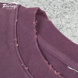 Produttore di PEERAGE personalizzato da uomo con acido invecchiato <span class=keywords><strong>Oversize</strong></span> <span class=keywords><strong>viola</strong></span> massello pesante cotone francese spugna <span class=keywords><strong>felpa</strong></span> da uomo - Product Image 3