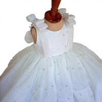 Robe de princesse blanche sans manches avec nœud pour filles d'un an, robe d'été imprimée mignonne pour enfants