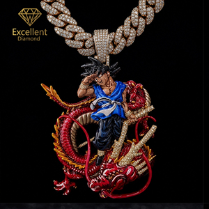 Pendentif Hip Hop Dragon Cartoon Iced Out en Moissanite VVS Premium, Pendentif Émail 3D Coloré pour Hommes, Bijoux Style Urbain Rapper - Product Image 1