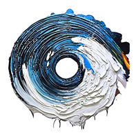 Peinture à l'huile sur toile texturée abstraite moderne bleue et blanche, 100% faite à la main, vente chaude, taille personnalisée, décoration murale intérieure