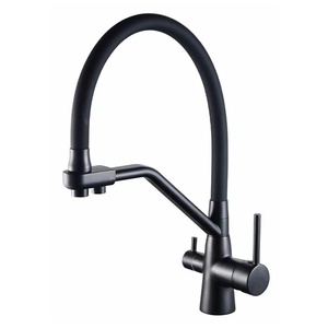 Robinet de cuisine Libert E-14 en acier inoxydable 304 à double poignée, extractible à 3 voies, rotation à 360°, mélangeur chaud/froid pour osmose inverse - Product Image 1