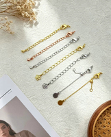 Chaîne d'extension de haute qualité faite à la main pour bijoux, avec fermoir mousqueton et pendentifs cœur et étoile