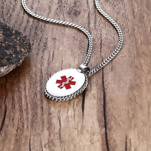 Tg שרשראות נירוסטה של tg גברים dainty תליון התראה רפואי מותאם אישית שרשרת חלקי חילוף תכשיטי אופנה - Product Image 3