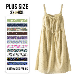 अधिक आकार की लंबी उच्च गुणवत्ता वाली आकस्मिक सेक्सी पोशाक महिलाओं प्लस आकार वसंत पुष्प प्रिंट सीधे प्राकृतिक कमर वाली पोशाक निर्माता - Product Image 1