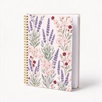 Carnet à spirale floral aquarelle, couverture rigide, journal personnalisé imprimé pour écrire et prendre des notes
