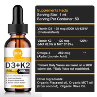 Ausreson OEM Gouttes liquides de Vitamine D3 K2 pour adultes – Soutien immunitaire et santé osseuse – Calcium, Magnésium, Zinc – Gouttes de Vitamine D3 K2 Bio